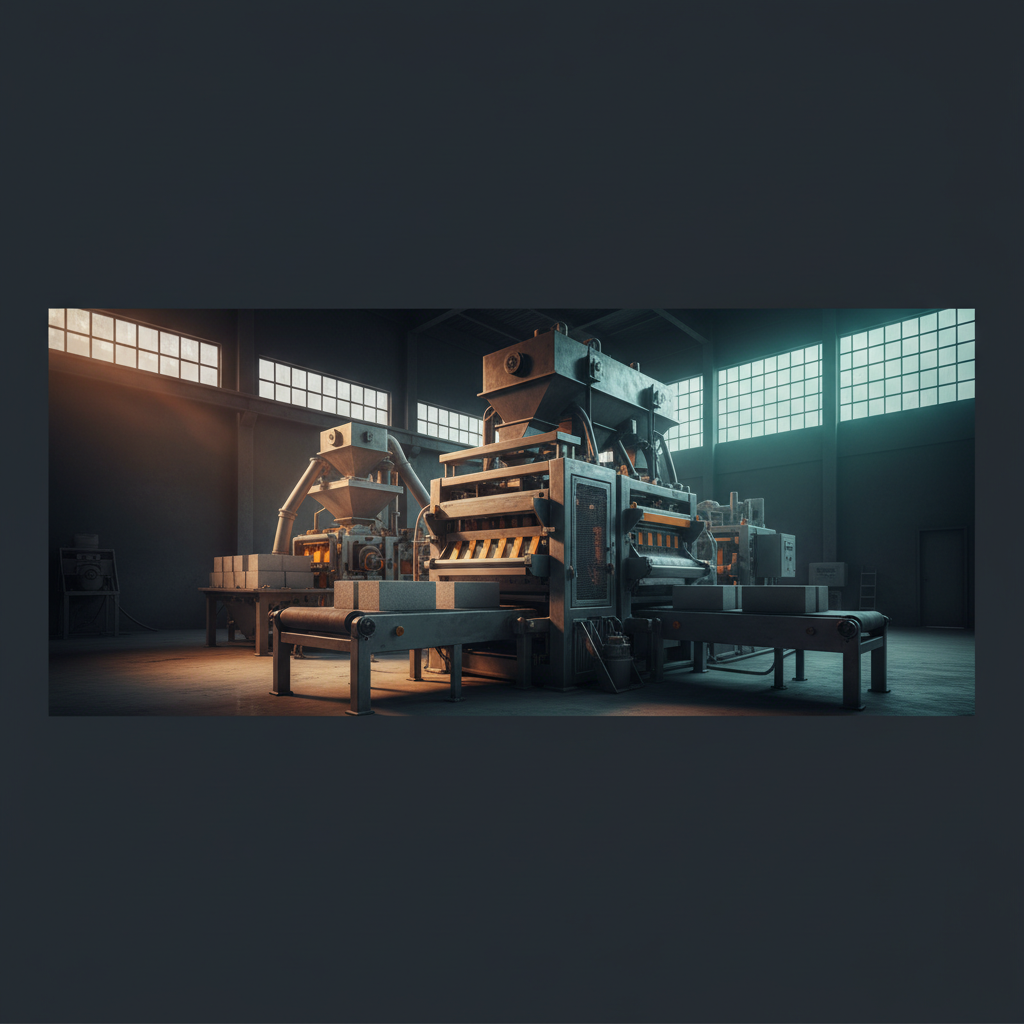 AAC block making machine producing concrete blocks in factory